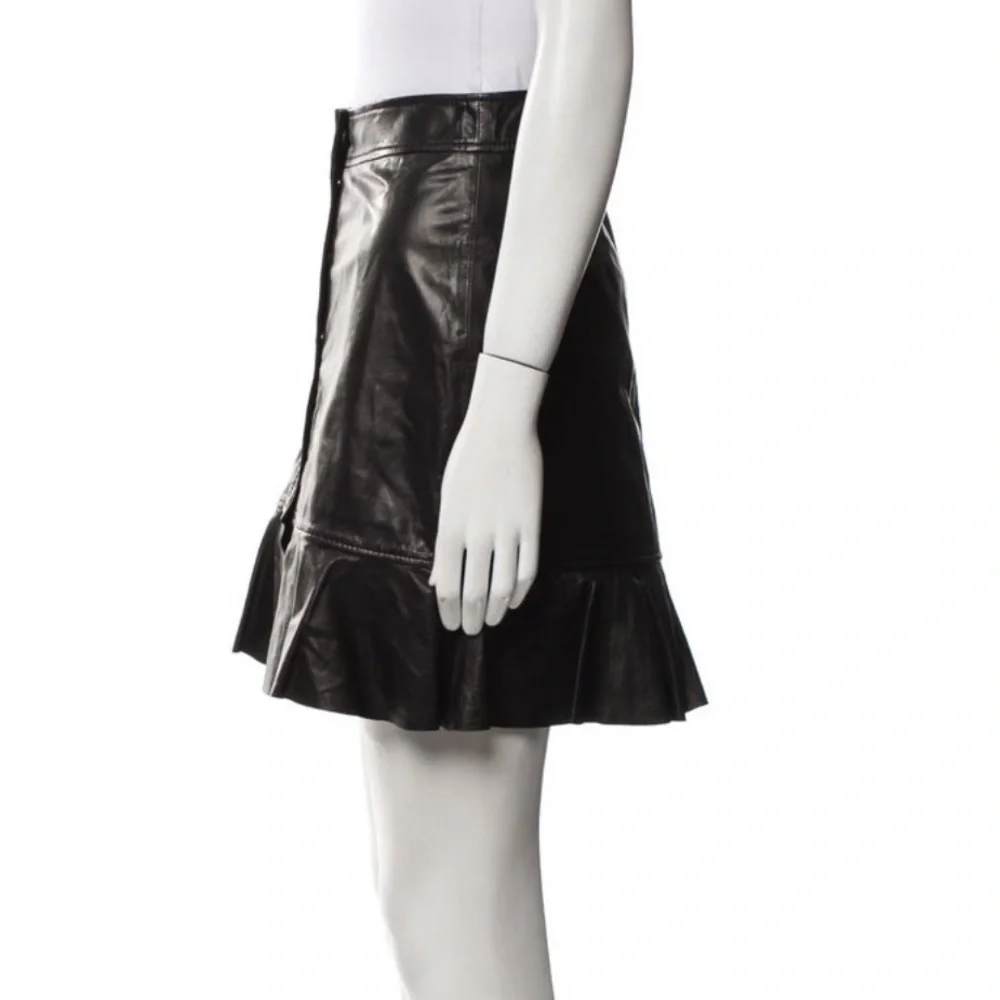 Ganni Rhinehart Lamb Leather Mini Snap On Skirt Size Small - Picture 3 of 9